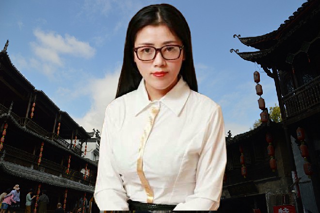 苗甜拉过若依，站在他身前，伸出手替他系上胸前的扣子