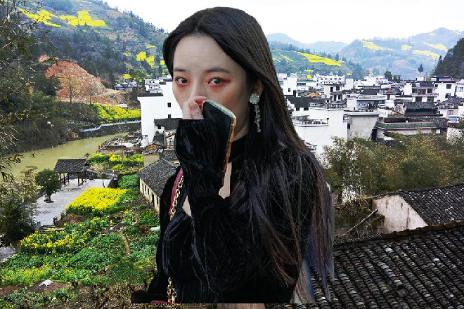 苗甜拉过若依，站在他身前，伸出手替他系上胸前的扣子